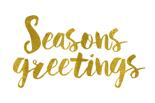 Seasons Greetings Gold Foil Text