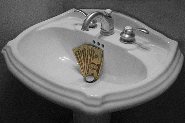 Vintage Style Money Down The Drain