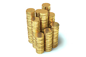 3D Gold Coin Stacks