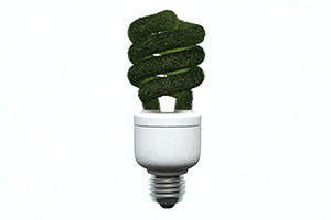3D Green Light Bulb