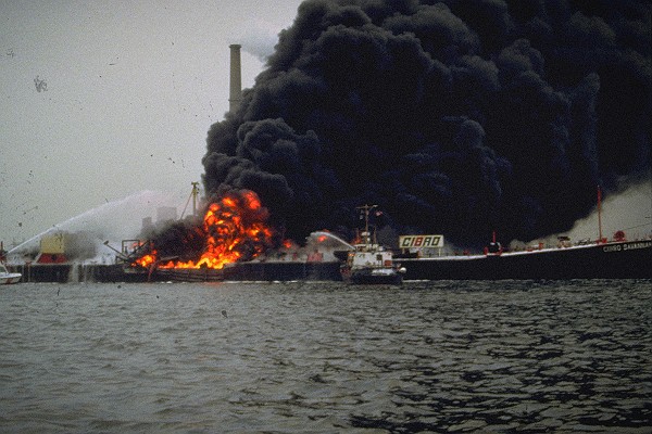 Barge Cibro Savannah on Fire