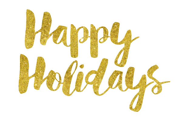Happy Holidays Gold Foil Text