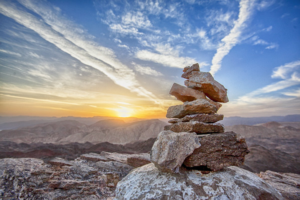 Mountain Summit Sunset Balancing Rocks
