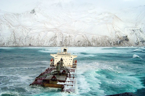 Ship Aground on Unalaska Island