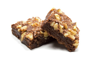 Brownies with Walnuts on White