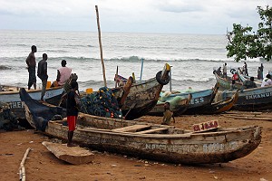 Ghanaian Artisanal Boats Landing Fish